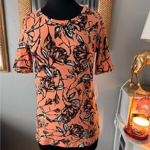 NWT!! 🧡🖤 LuLaRoe Orange and Purple Floral Short Sleeve Top